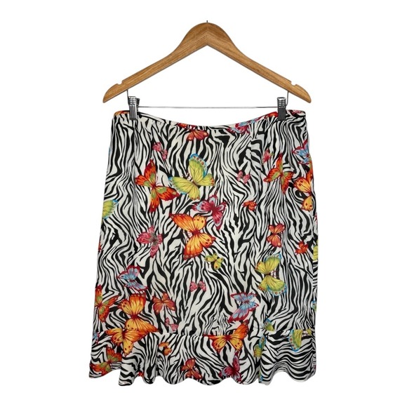 Vintage Le Suit Black Zebra Butterfly Print Skirt Suit Set Women Size 16P - Picture 5 of 12
